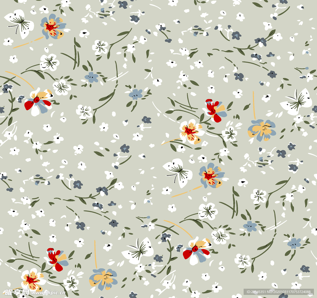 热带花 数码印花 手绘花 热带