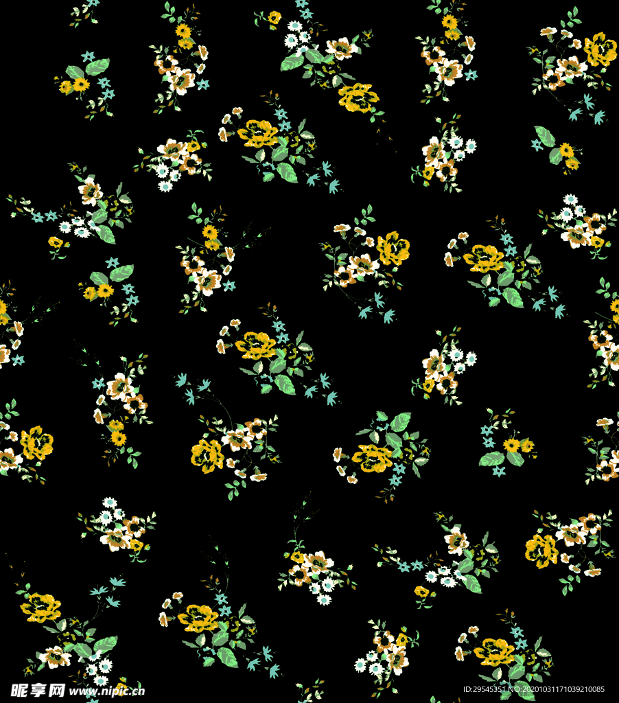 热带花 数码印花 手绘花