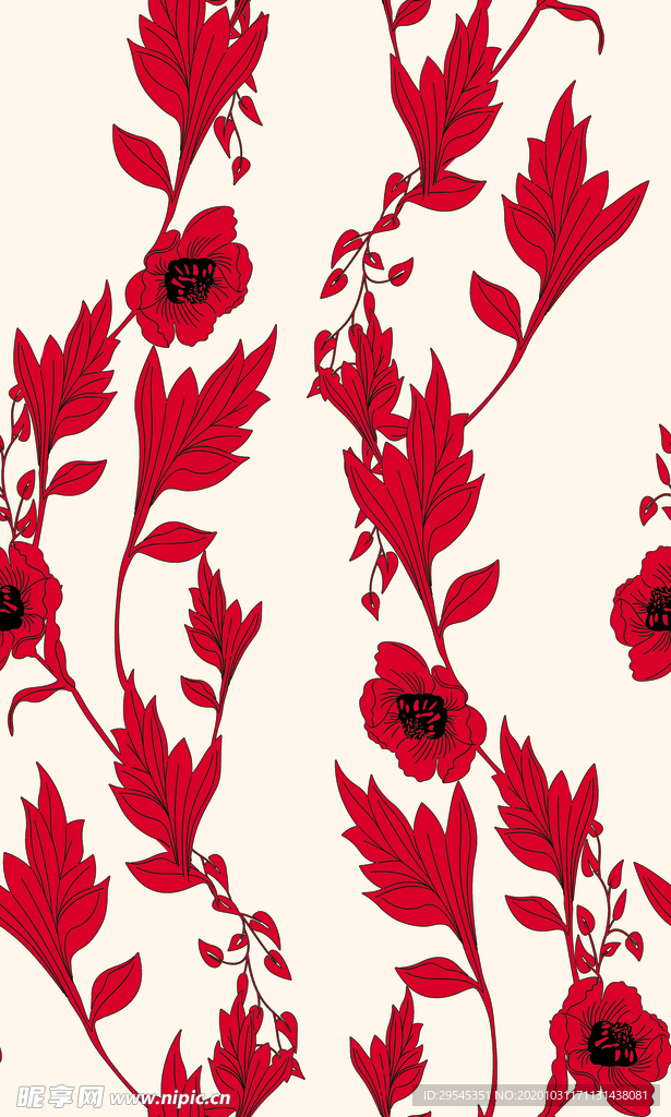 热带花 数码印花 手绘花