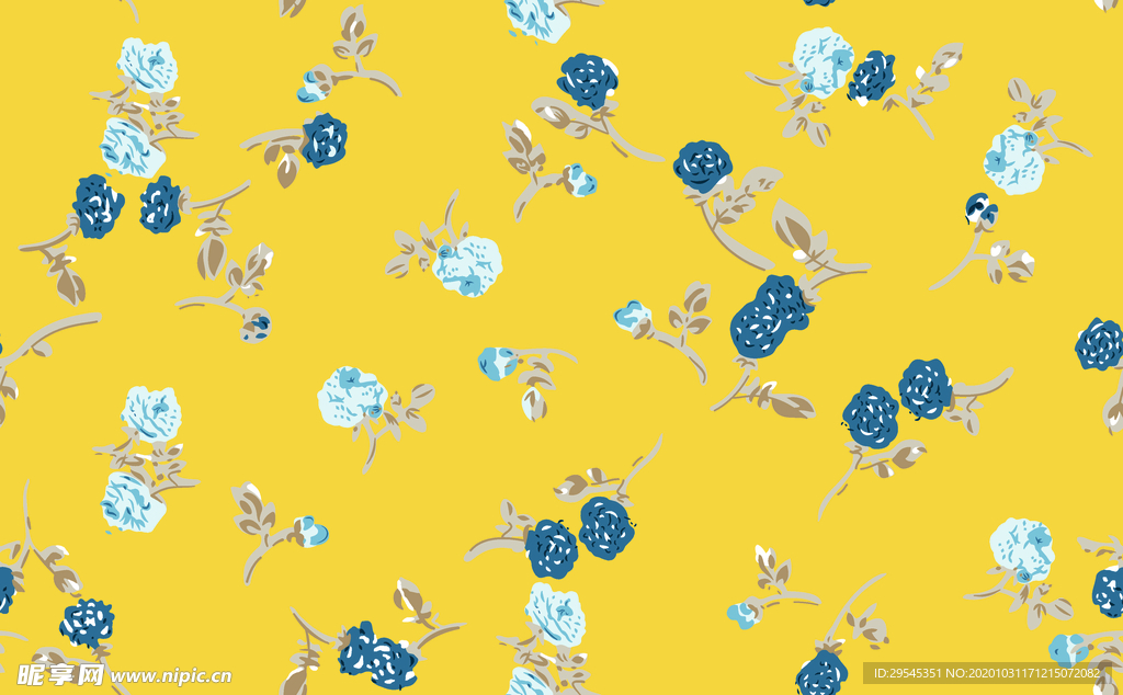 热带花 数码印花 手绘花