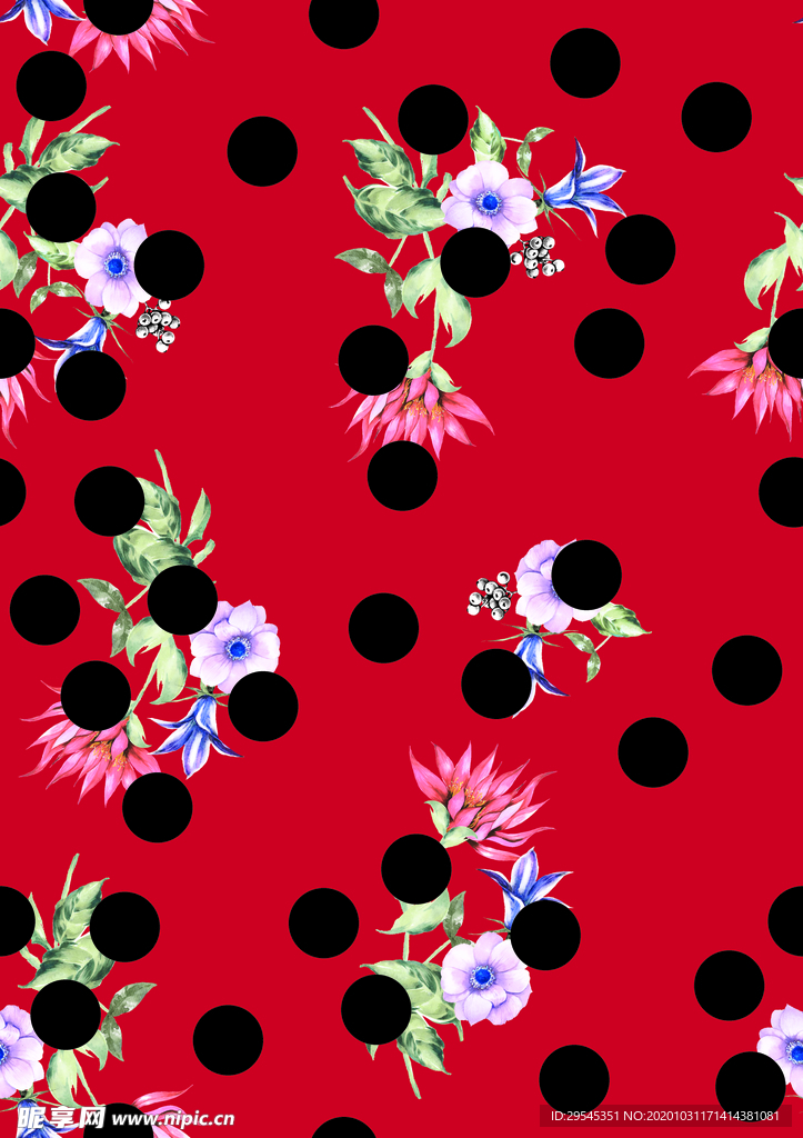 热带花 手绘花  女装花