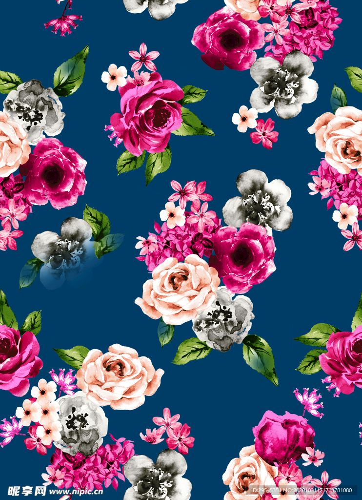 热带花 数码印花 手绘花 热带