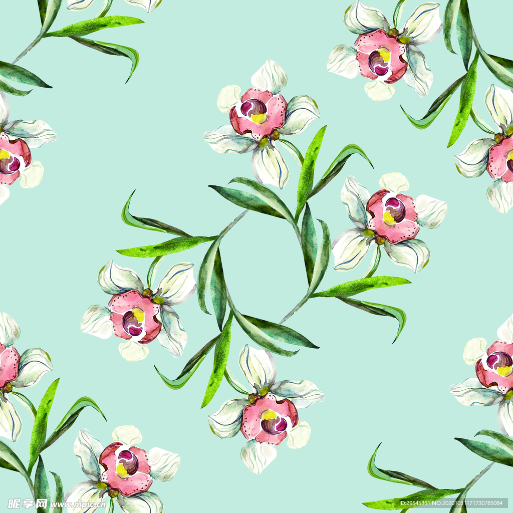 热带花 数码印花 手绘花 热带