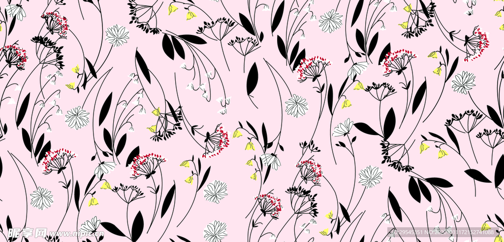 热带花 数码印花 手绘花 热带