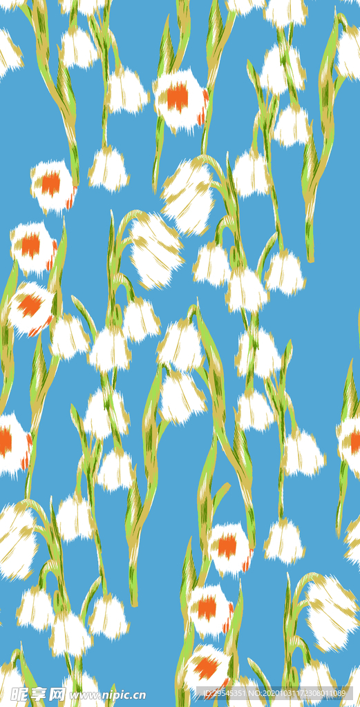 热带花 数码印花 手绘花 热带