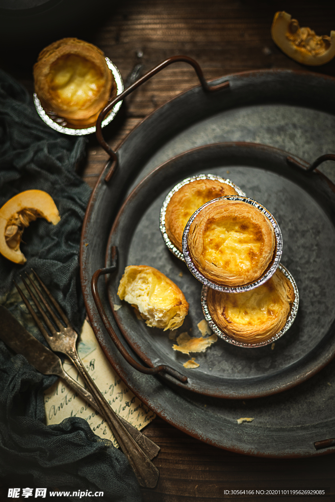 蛋挞美食食材背景海报素材