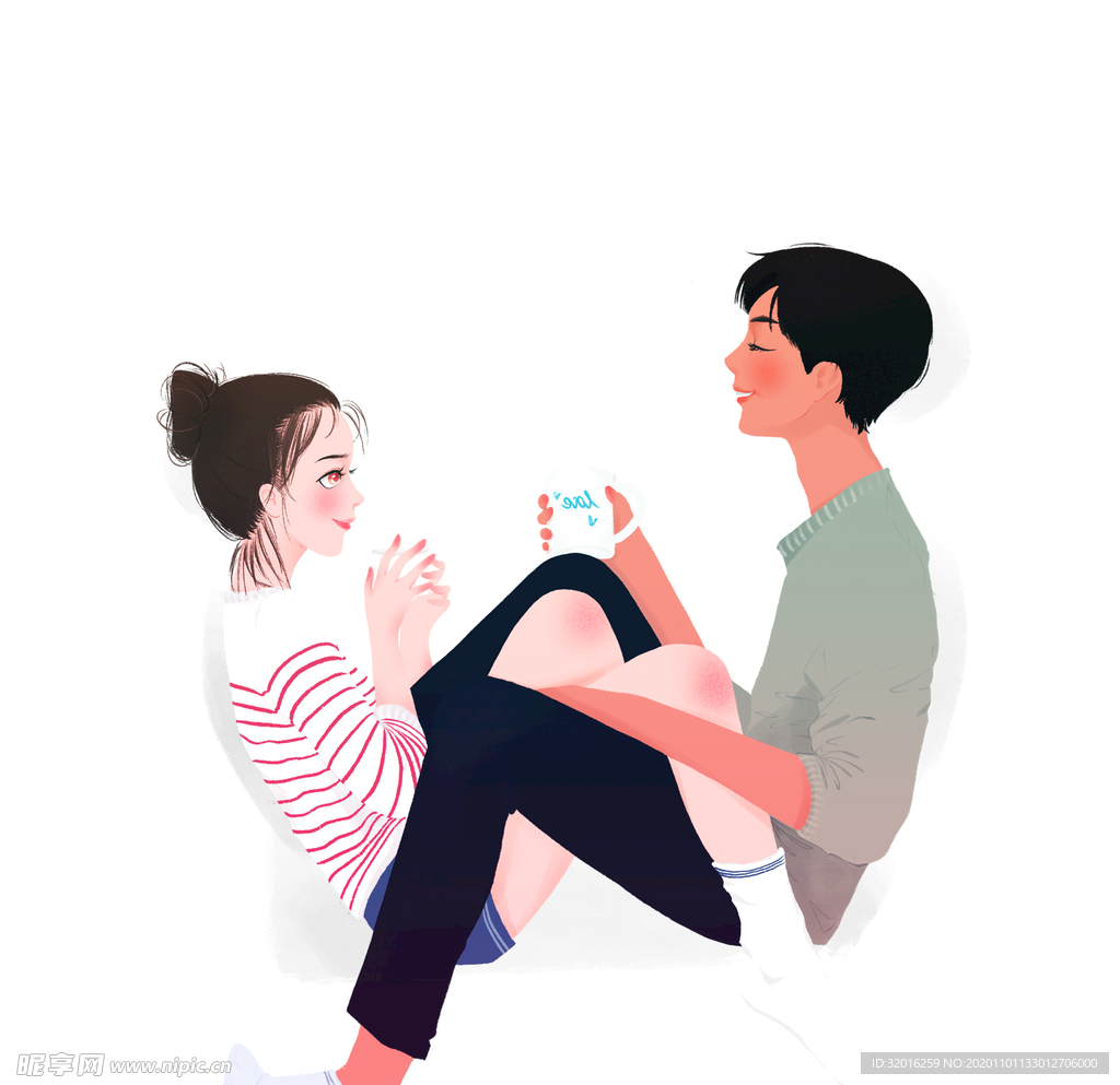 情侣 插画 元素图