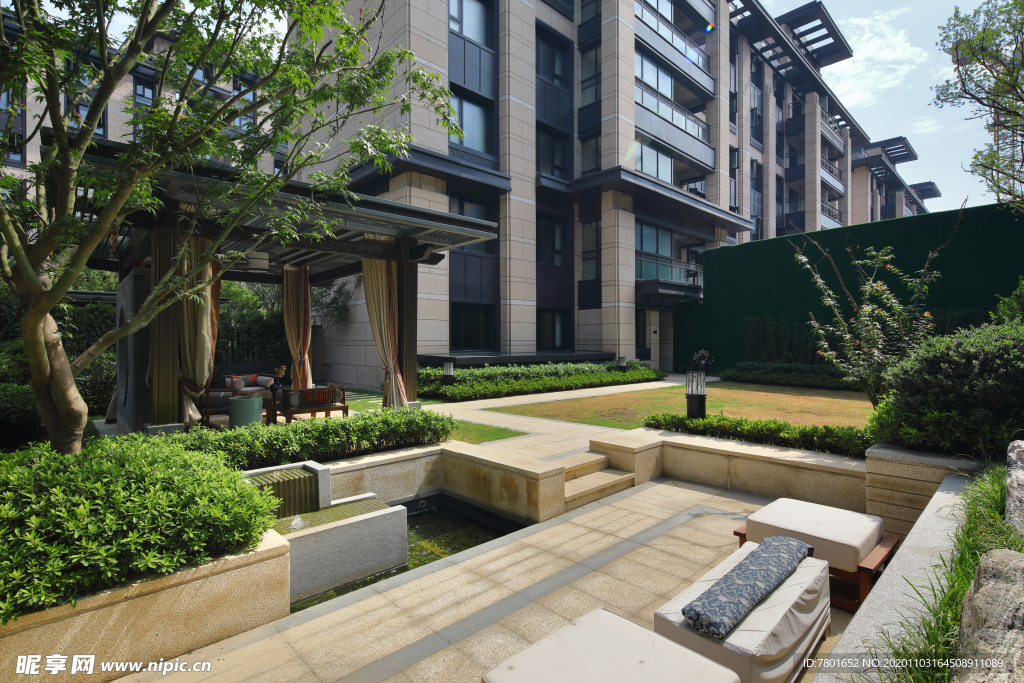 地产 新中式 洋房 实拍图 园