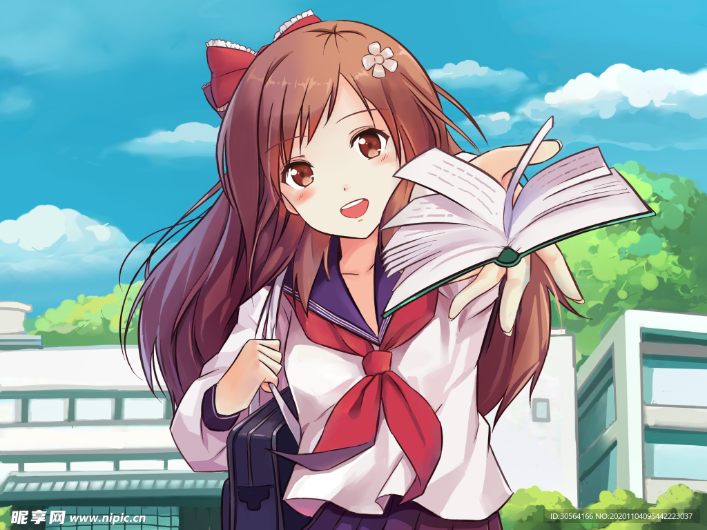 人物少女清新插画卡通背景素材