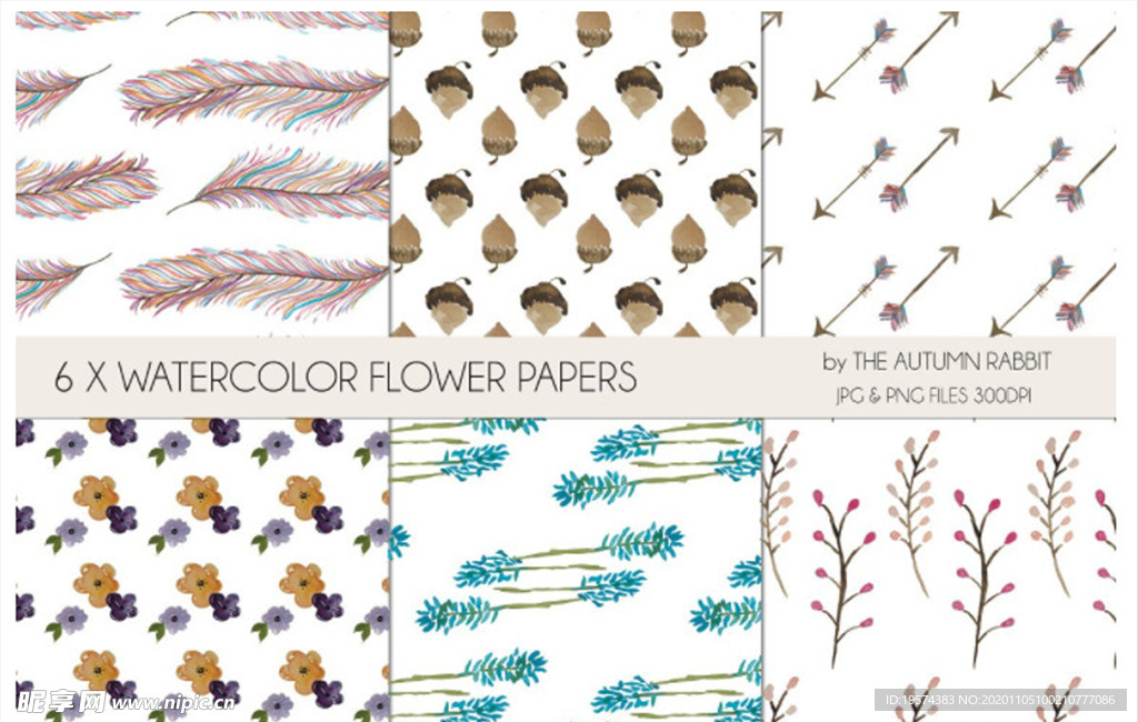 水彩纸背景纹理花型设计碎花