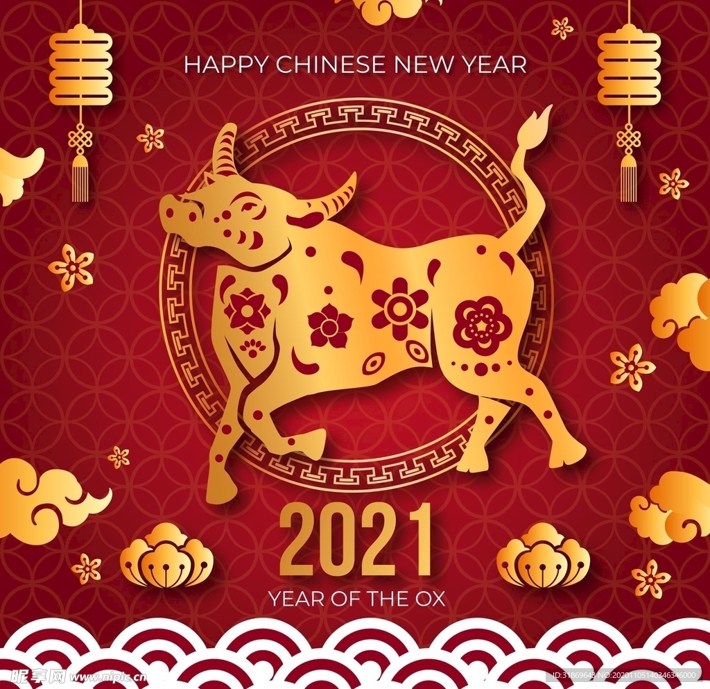 牛 新年展板背景