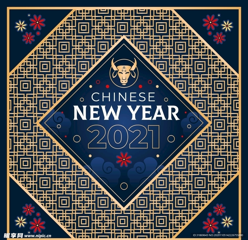 牛 新年展板背景