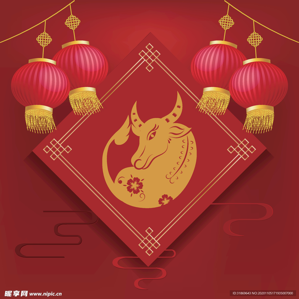 牛 新年展板背景