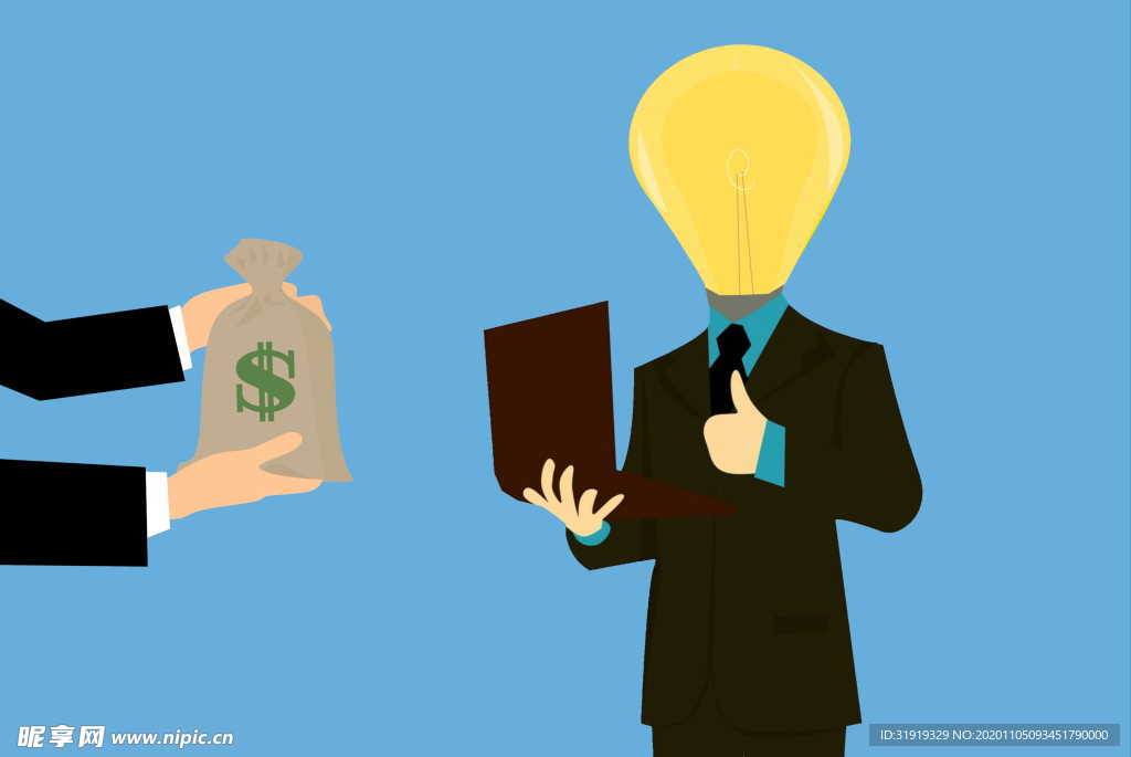 商人 灯泡 金钱