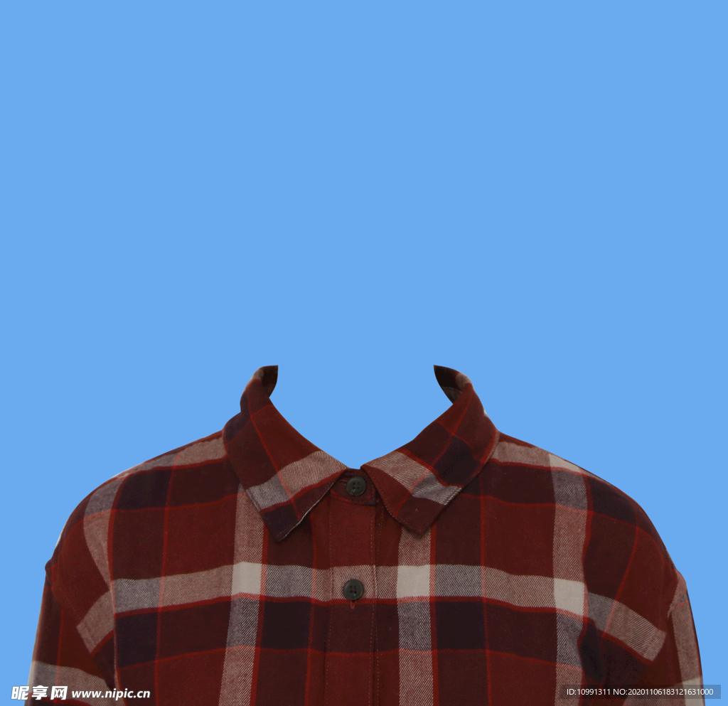 女生格子衬衫证件照素材