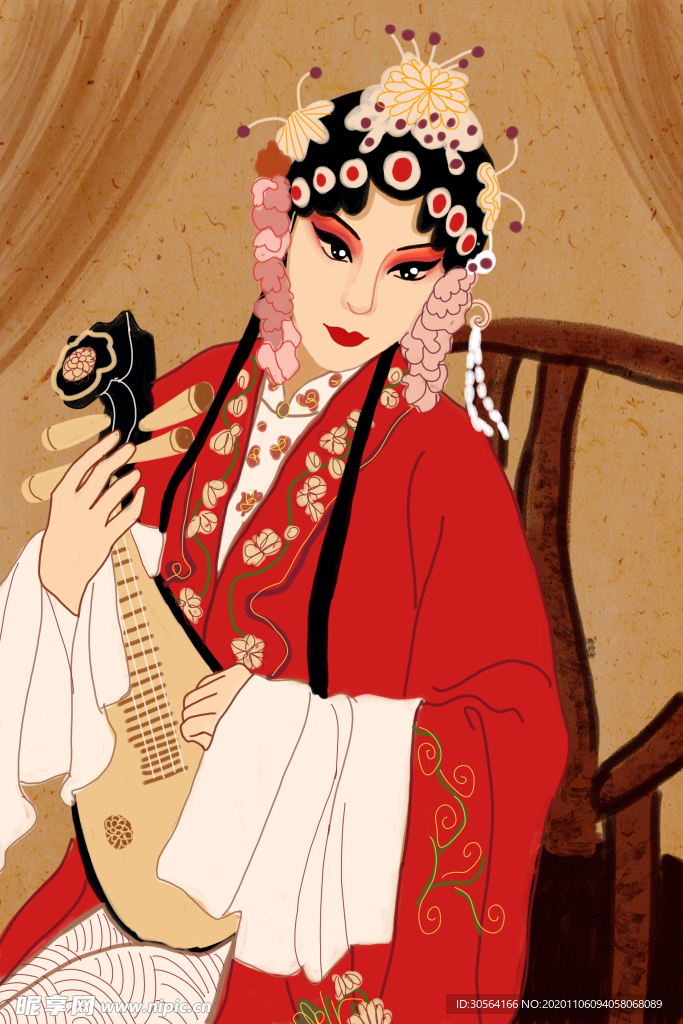 戏曲人物复古传统背景海报素材