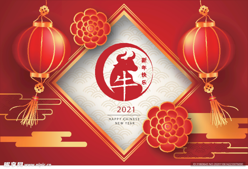 牛 新年展板背景