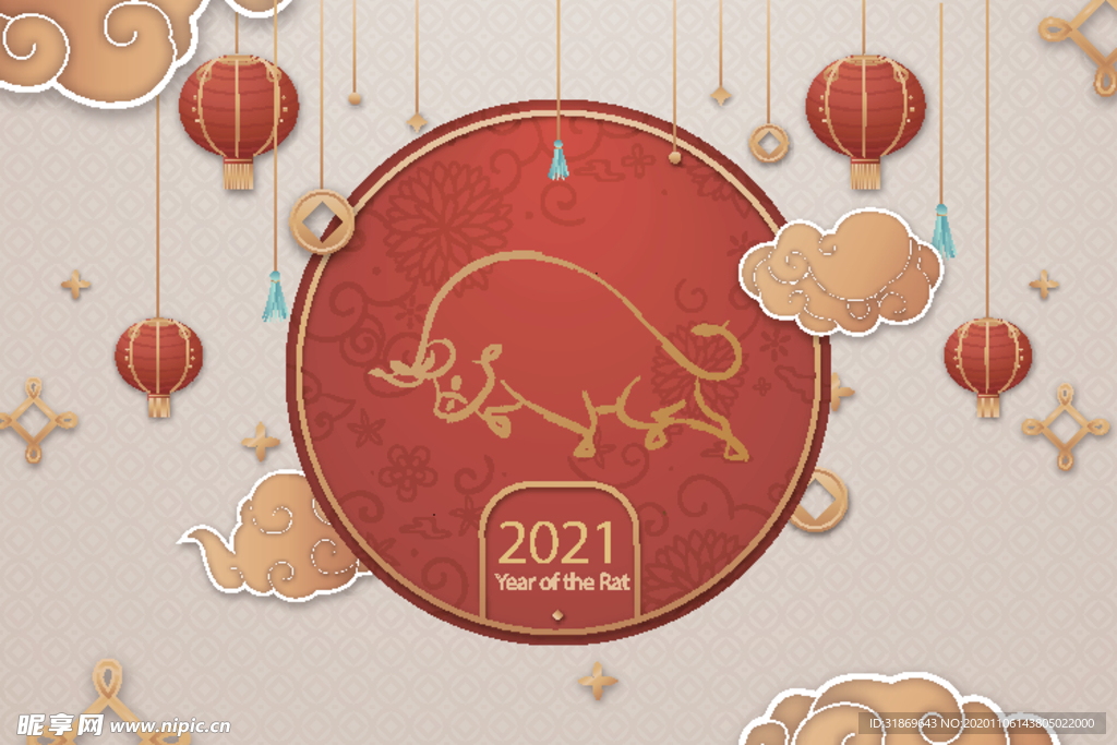 牛 新年展板背景