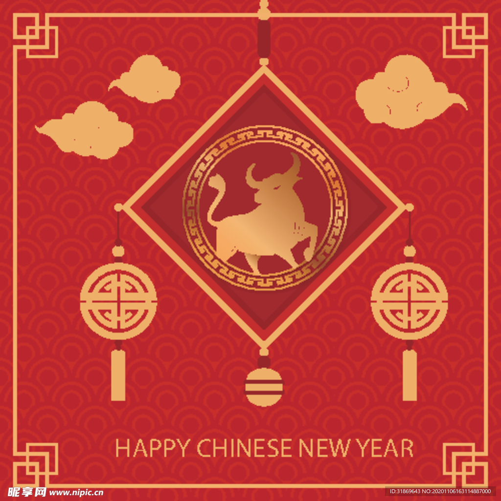 牛 新年展板背景