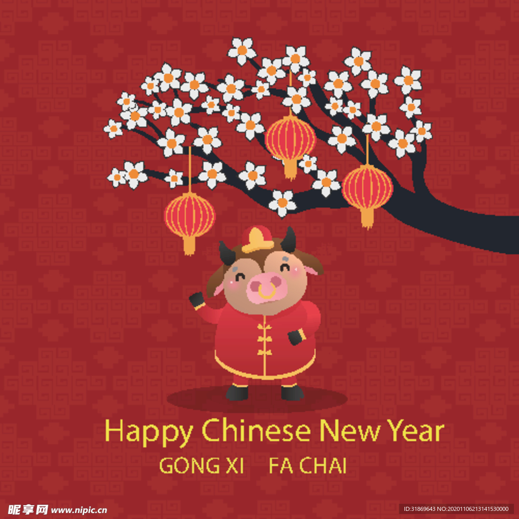 牛 新年展板背景