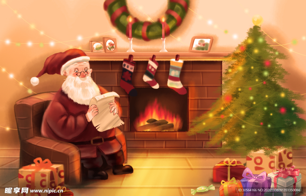 圣诞节节日插画背景海报素材