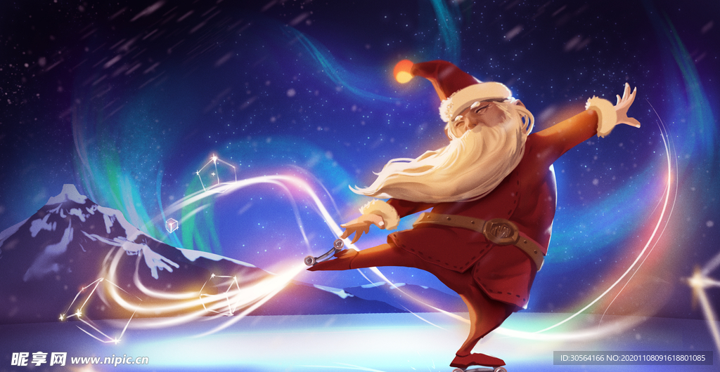 圣诞老人卡通插画背景海报素材