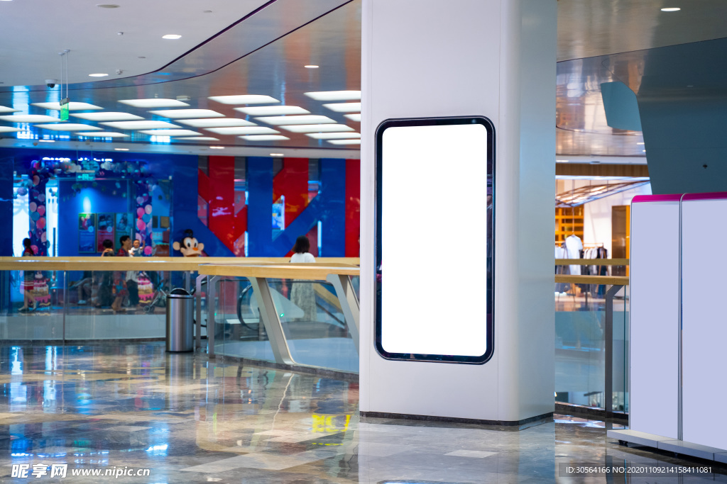 商场立柱广告牌样机背景海报素材