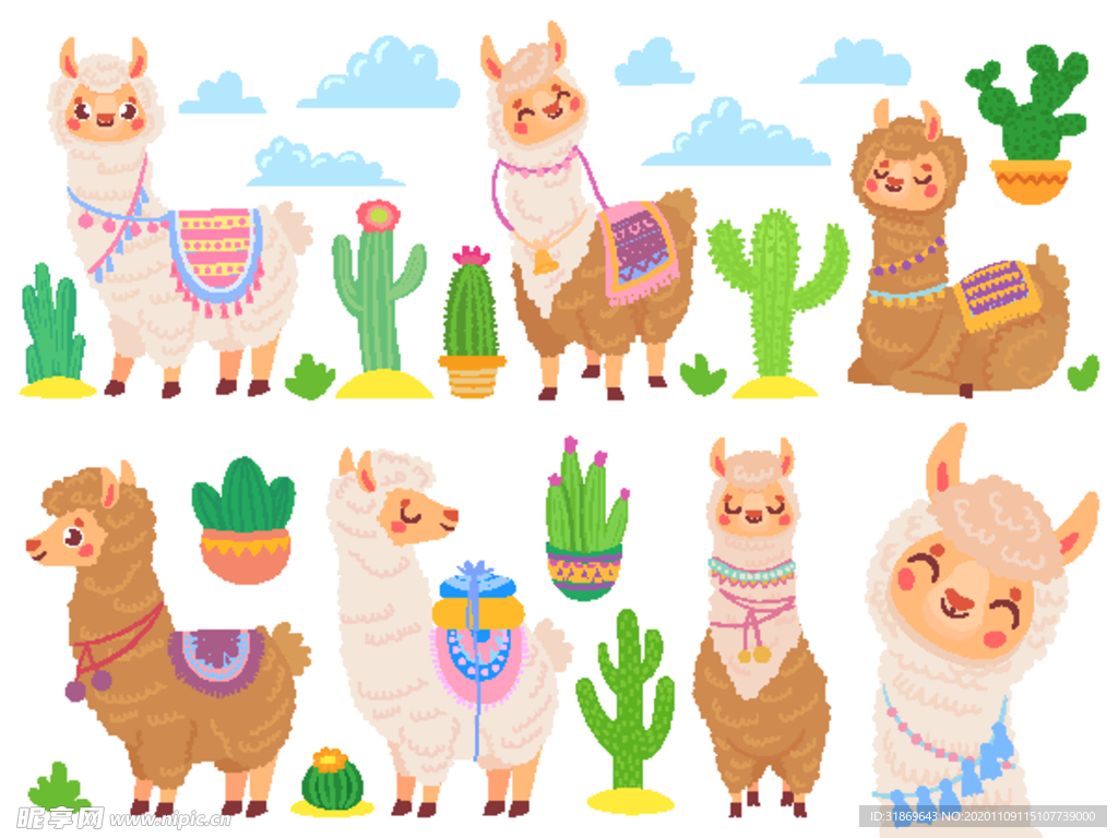 卡通动物 草泥马