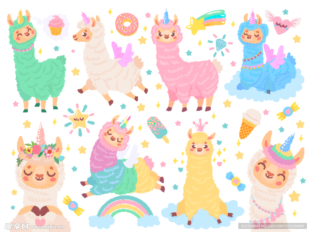 卡通动物 草泥马