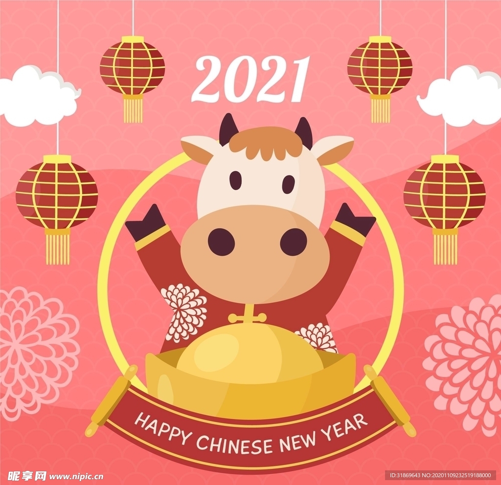 牛 新年展板背景