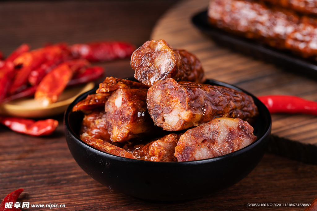 腊肠美食食材背景海报素材