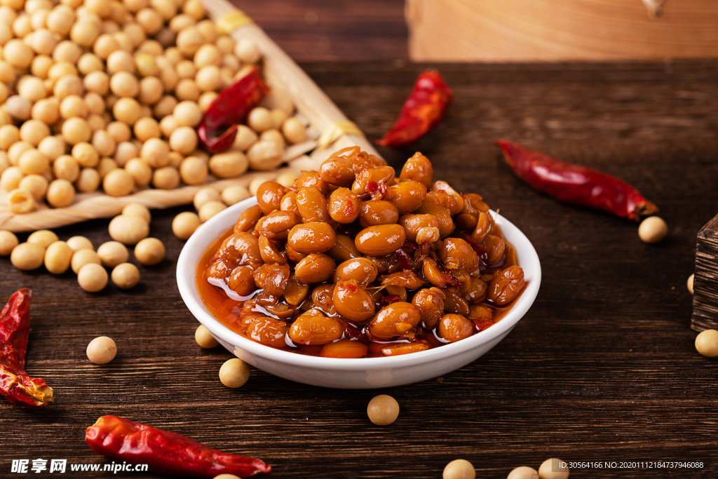酱汁黄豆美食食材背景海报素材