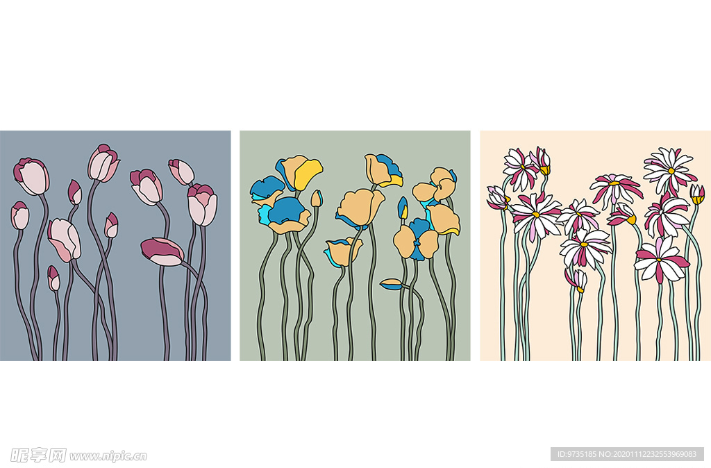 郁金香太阳花虞美人时尚花装饰画