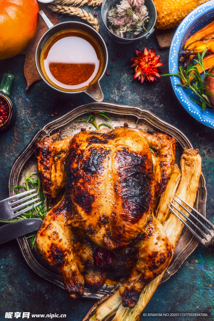 火鸡美食食材背景海报素材