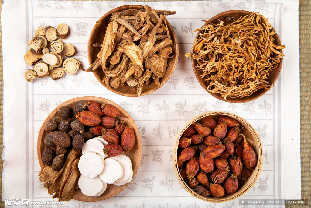 药材传统复古背景海报素材