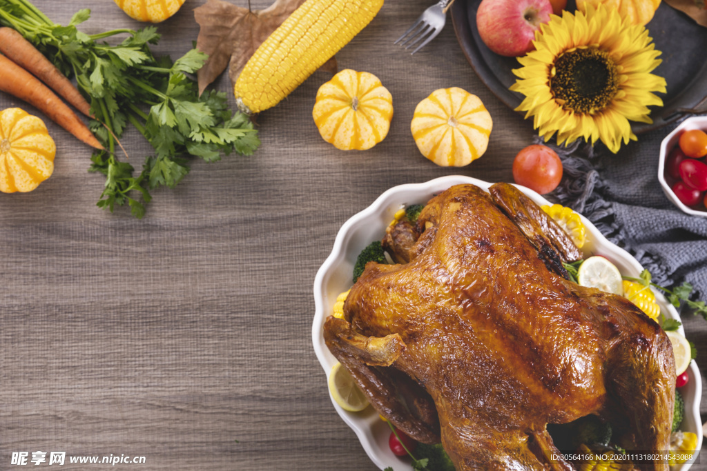火鸡美食食材背景海报素材