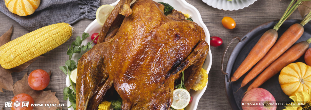 火鸡美食食材背景海报素材