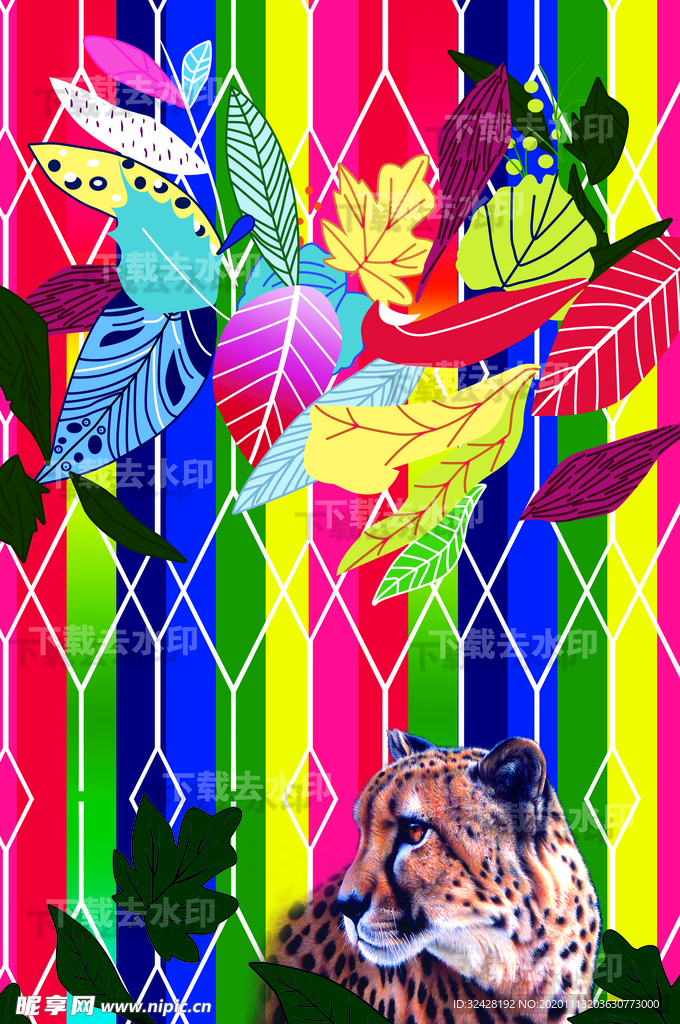 大牌男装 豹子 印花