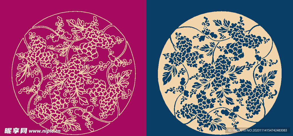 圆形底纹 中国风 矢量纹饰