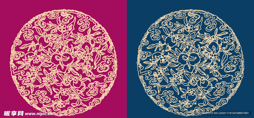 圆形底纹 中国风 矢量纹饰