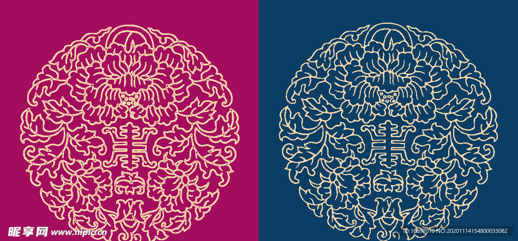 圆形底纹 中国风 矢量纹饰