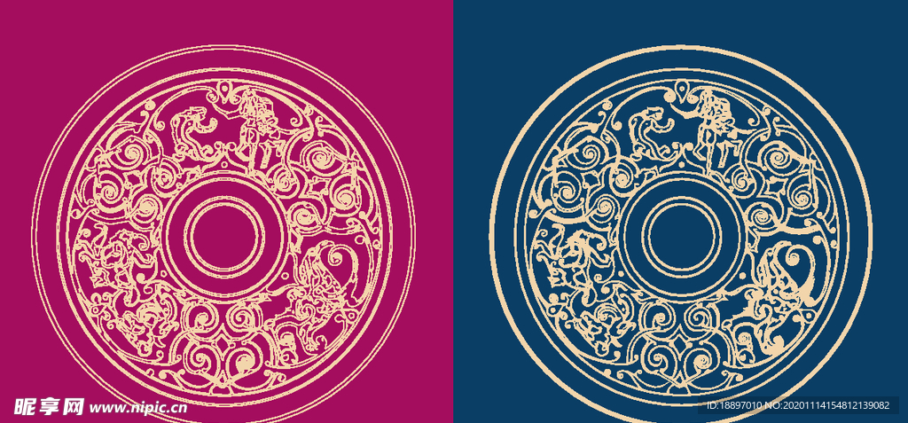 圆形底纹 中国风 矢量纹饰
