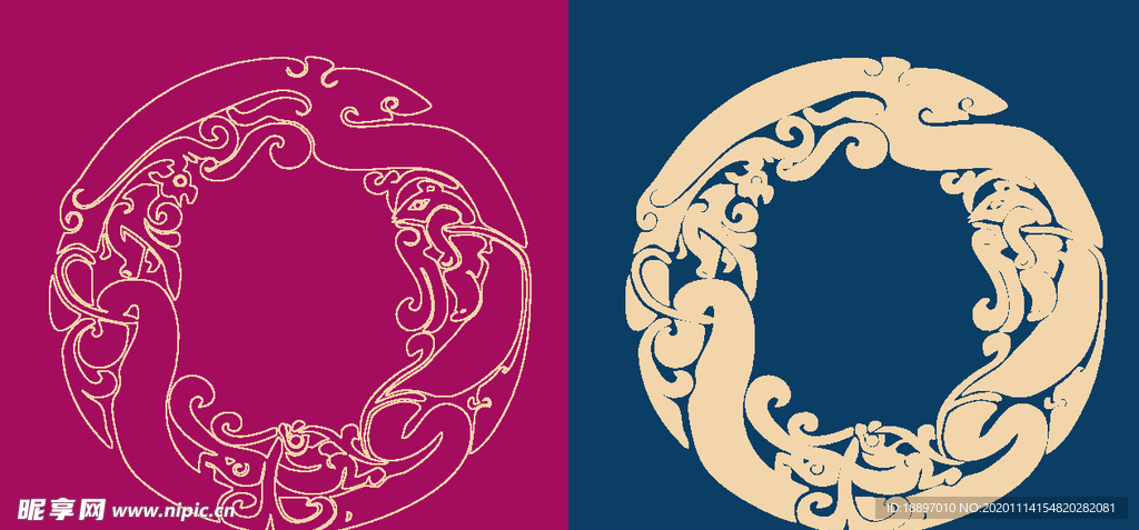 圆形底纹 中国风 矢量纹饰