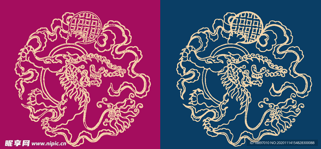 圆形底纹 中国风 矢量纹饰