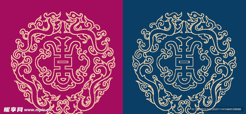 圆形底纹 中国风 矢量纹饰