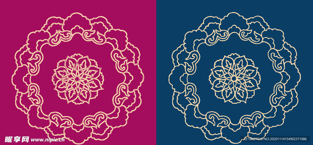 圆形底纹 中国风 矢量纹饰