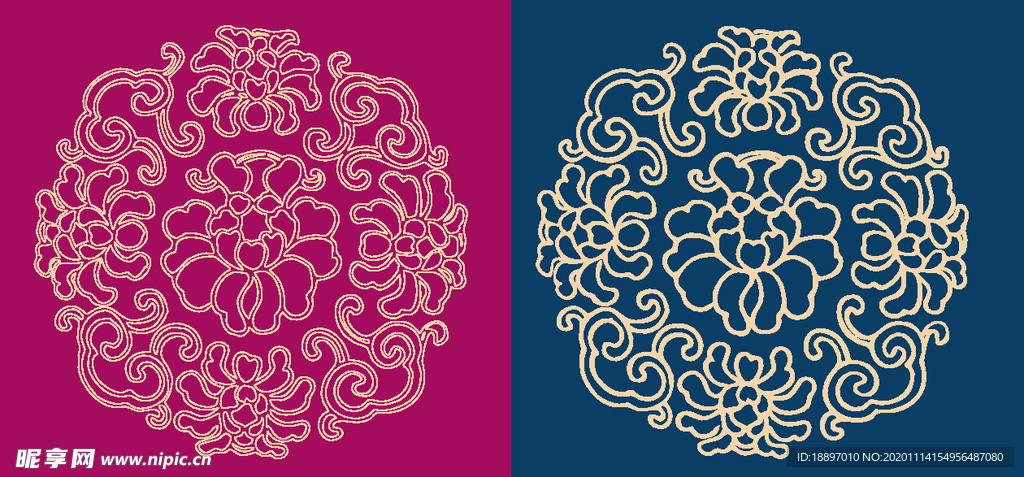 圆形底纹 中国风 矢量纹饰