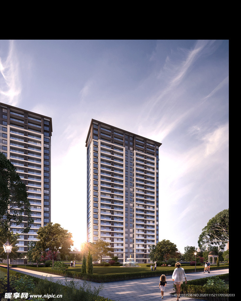 小区别墅洋房园林景观效果图