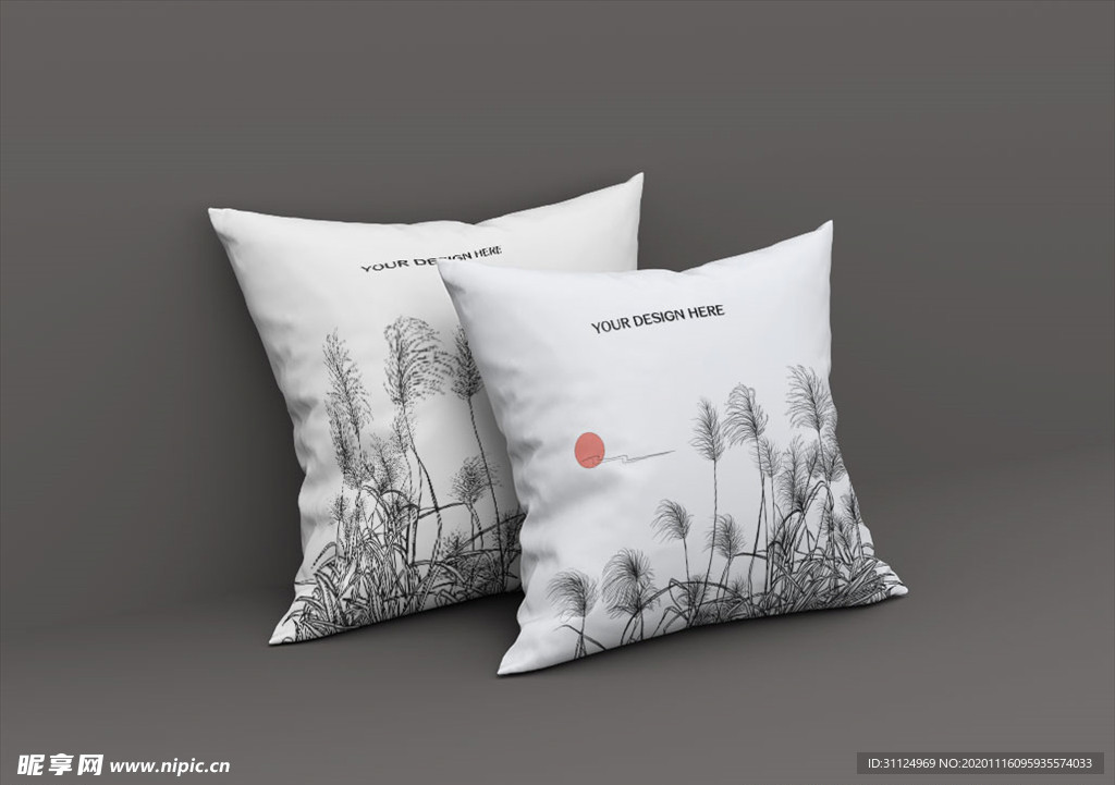白色方形抱枕样机贴图设计