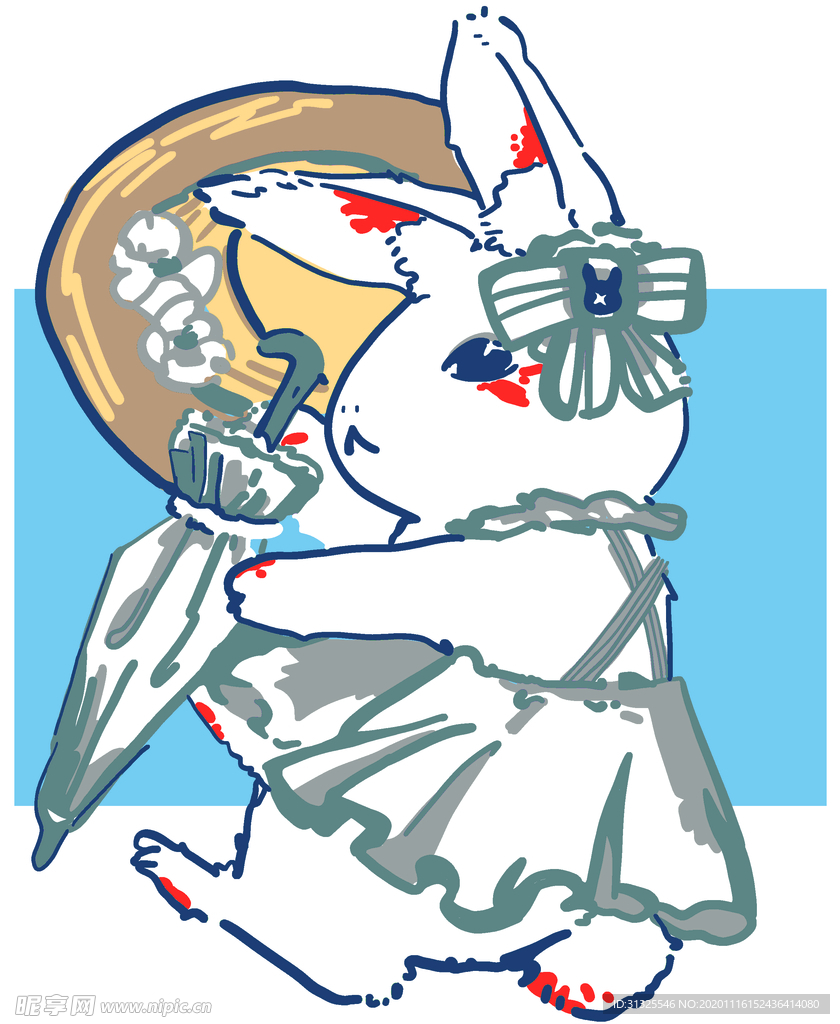 兔子  帽子 雨伞 卡通